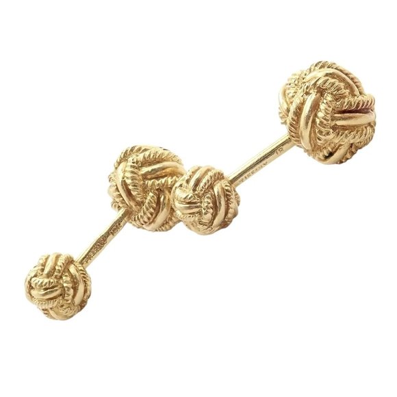 Rare! Vintage Tiffany & Co. 18k Yellow Gold Schlumberger Rope Knot Cufflinks - Picture 11 of 11